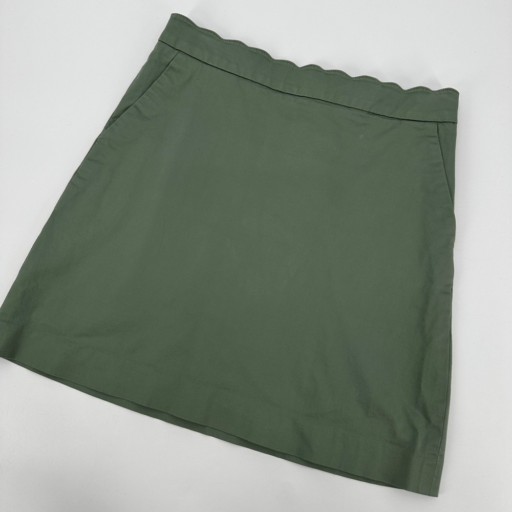 Brooks Brothers‎ 346 Womens Sage Green Scalloped Waist A-Line Mini Skirt Size 4